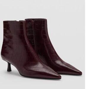 Mango Ankle Boots Cobi - Burgundy Size 7.5